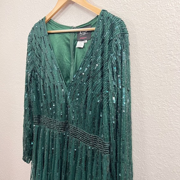 NEW $598 MAC DUGGAL 5529 EMERALD GREEN SEQUIN MIDI DRESS 5529 Plus Size … - Picture 6 of 16